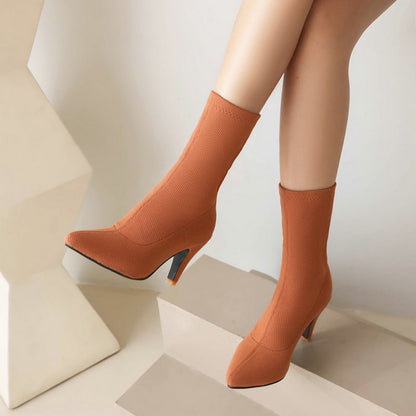 “Bottines chaussettes à talon – Élégance moderne & confort absolu