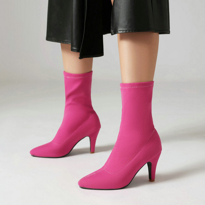“Bottines chaussettes à talon – Élégance moderne & confort absolu