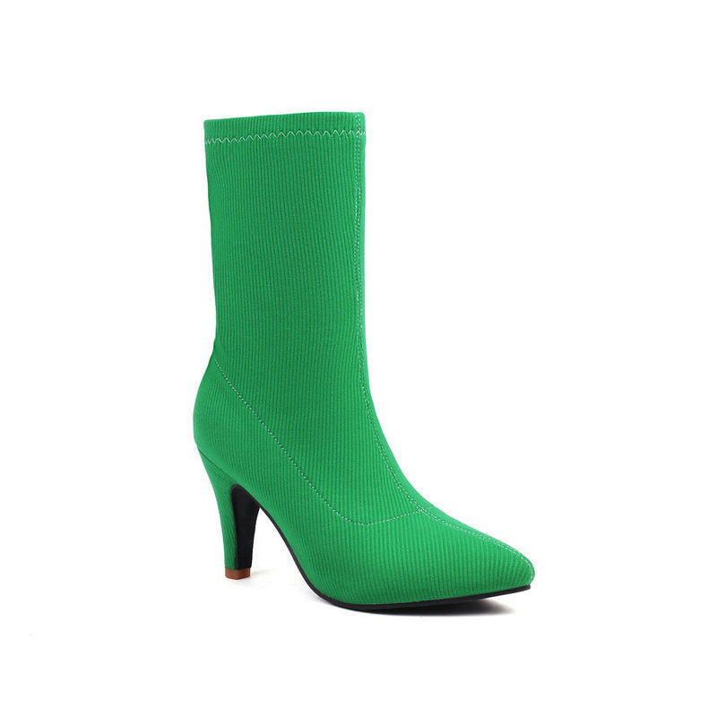 “Bottines chaussettes à talon – Élégance moderne & confort absolu