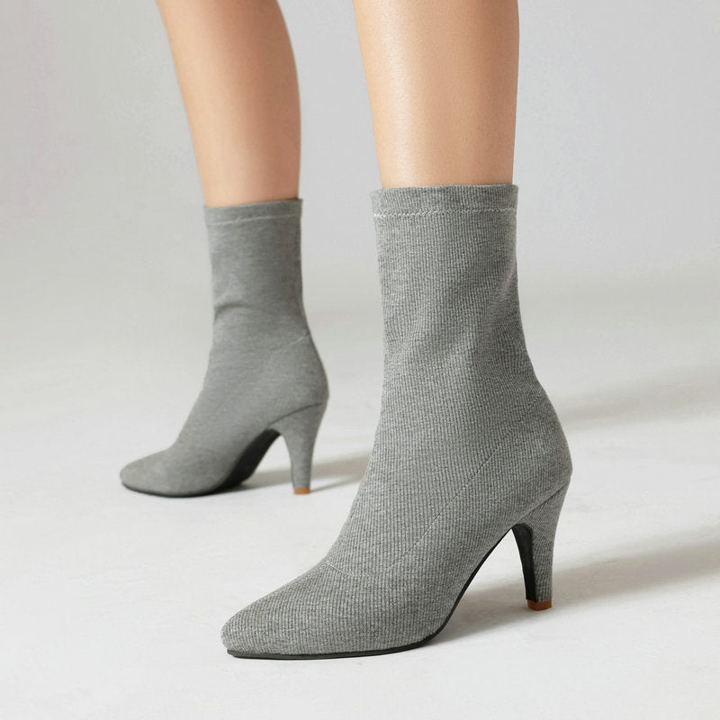 “Bottines chaussettes à talon – Élégance moderne & confort absolu
