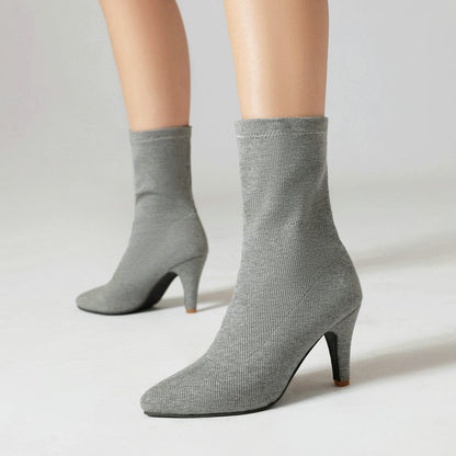“Bottines chaussettes à talon – Élégance moderne & confort absolu